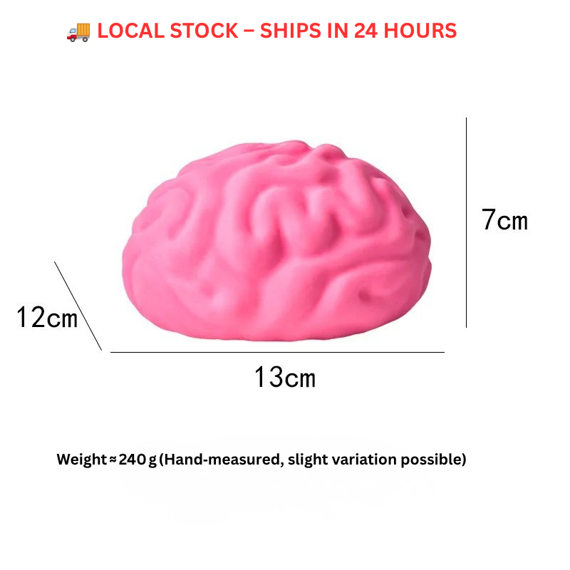 Pink Brain Squishy Stress Toy - Soft Fidget Ball for Anxiety Relief & Desk Gift