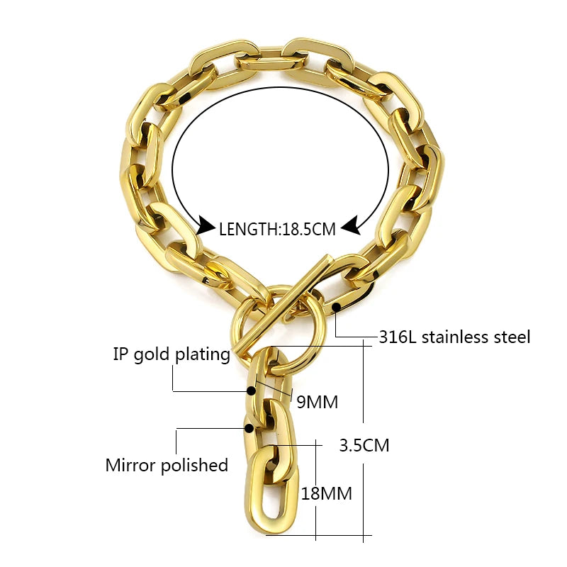 18K Gold Plated Toggle Chain Necklace – Unisex Style