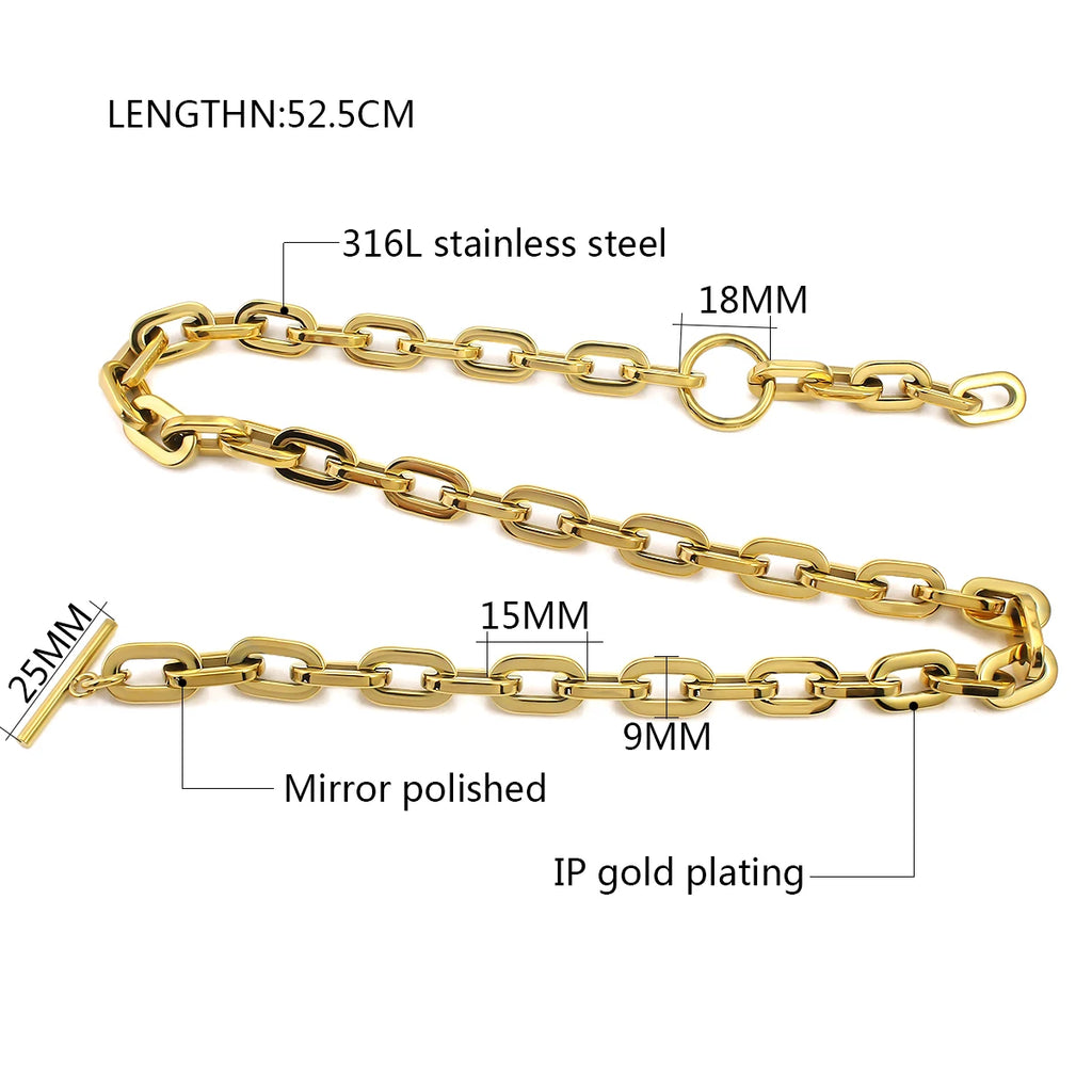 18K Gold Plated Toggle Chain Necklace – Unisex Style