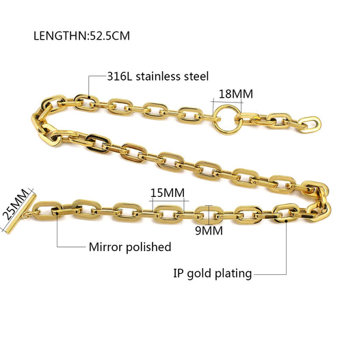 18K Gold Plated Toggle Chain Necklace – Unisex Style