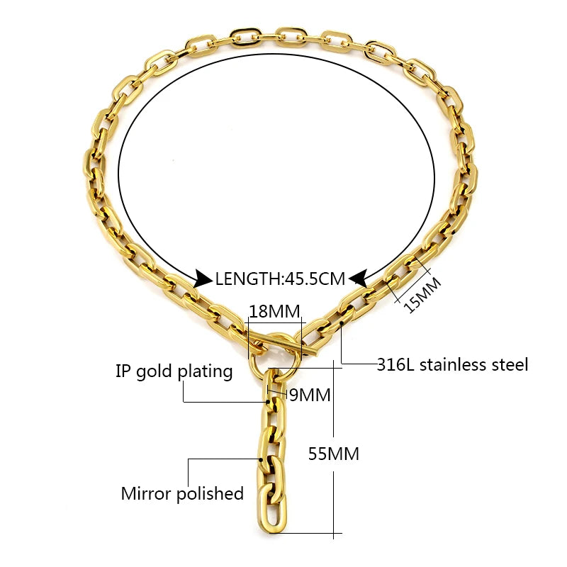 18K Gold Plated Toggle Chain Necklace – Unisex Style