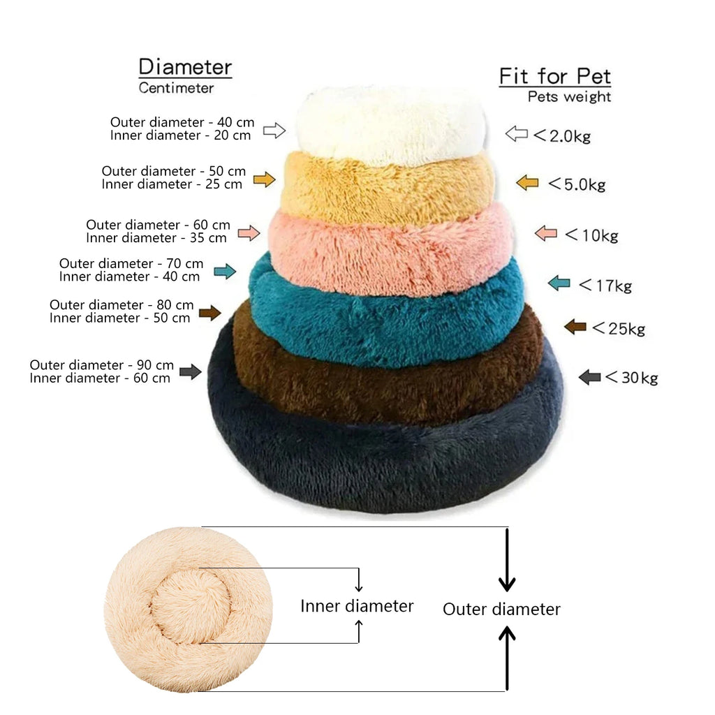 NovaZone Round Plush Pet Bed — 6 Sizes, Ultra Soft