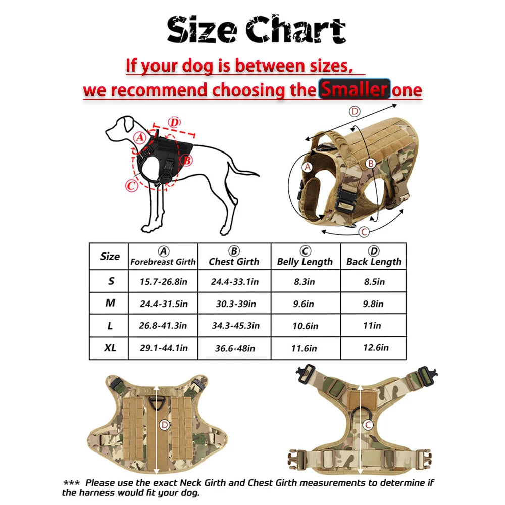 Tactical Military Dog Harness & Leash Set for Large Dogs — Training, Walking & Hunting