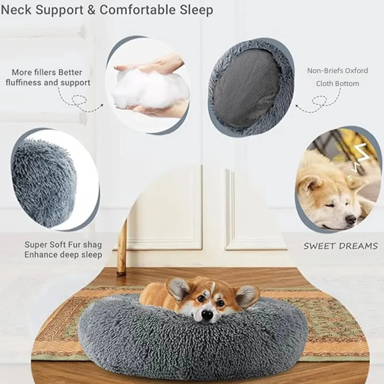 NovaZone Round Plush Pet Bed — 6 Sizes, Ultra Soft