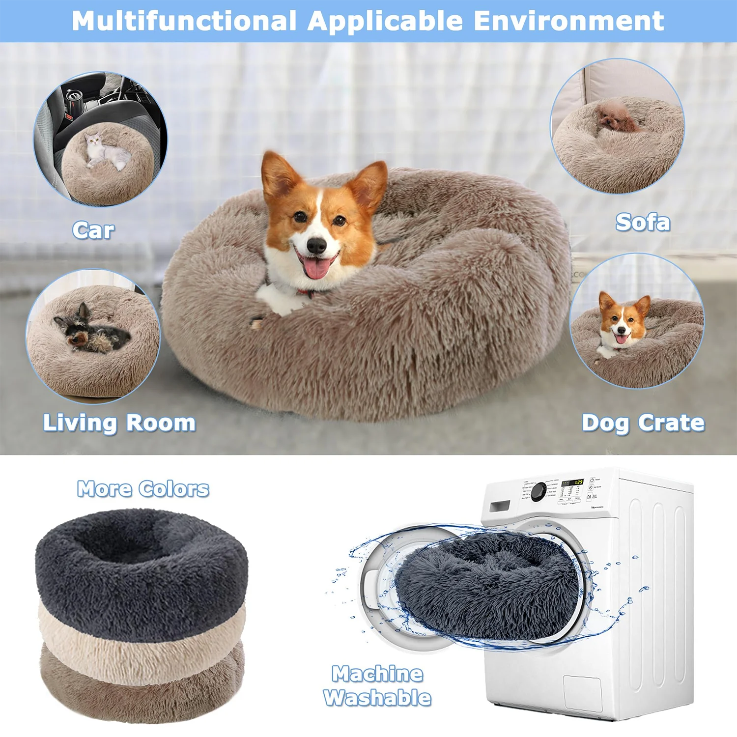 NovaZone Round Plush Pet Bed — 6 Sizes, Ultra Soft