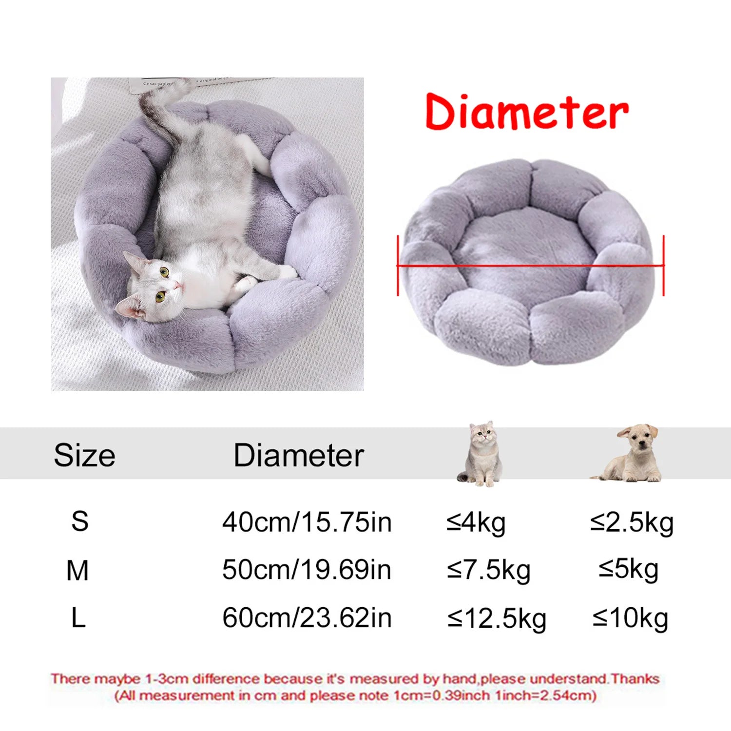 NovaZone Round Plush Pet Bed — 6 Sizes, Ultra Soft