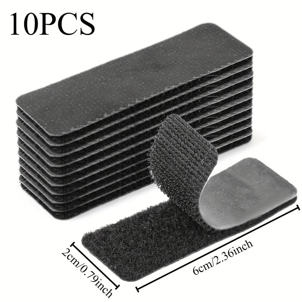 10Pcs Strong Self-Adhesive Hook and Loop Fastener Tape Rectangle Nylon Sticker Adhesive Tape With Strong Glue For DIY CraftNylon