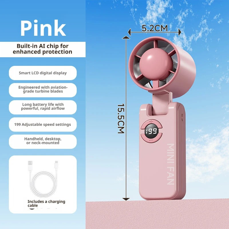 Digital Display High Speed Small Handheld Fan USB