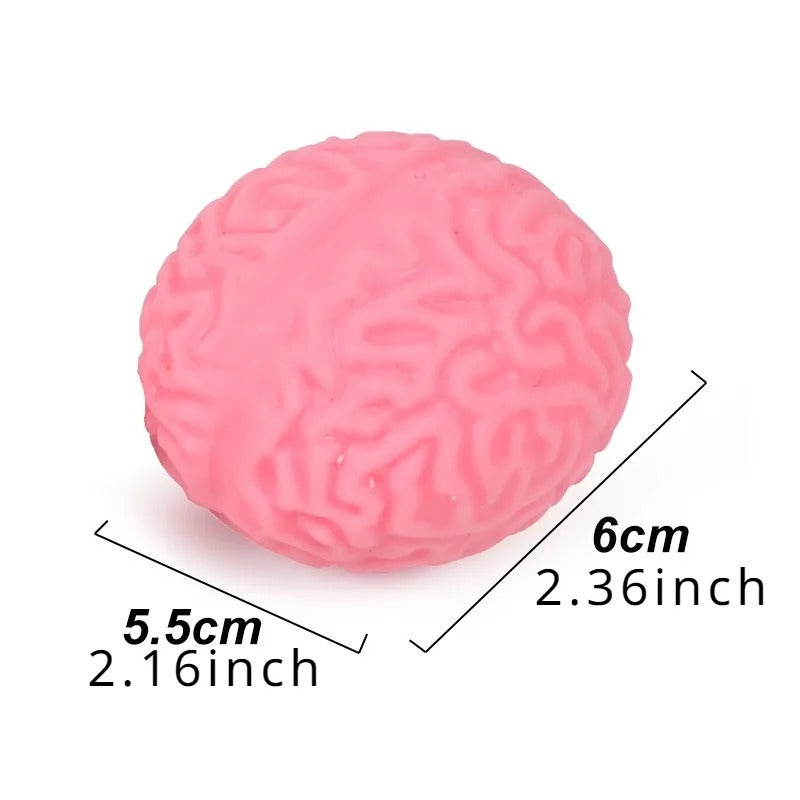 Pink Brain Squishy Stress Toy - Soft Fidget Ball for Anxiety Relief & Desk Gift