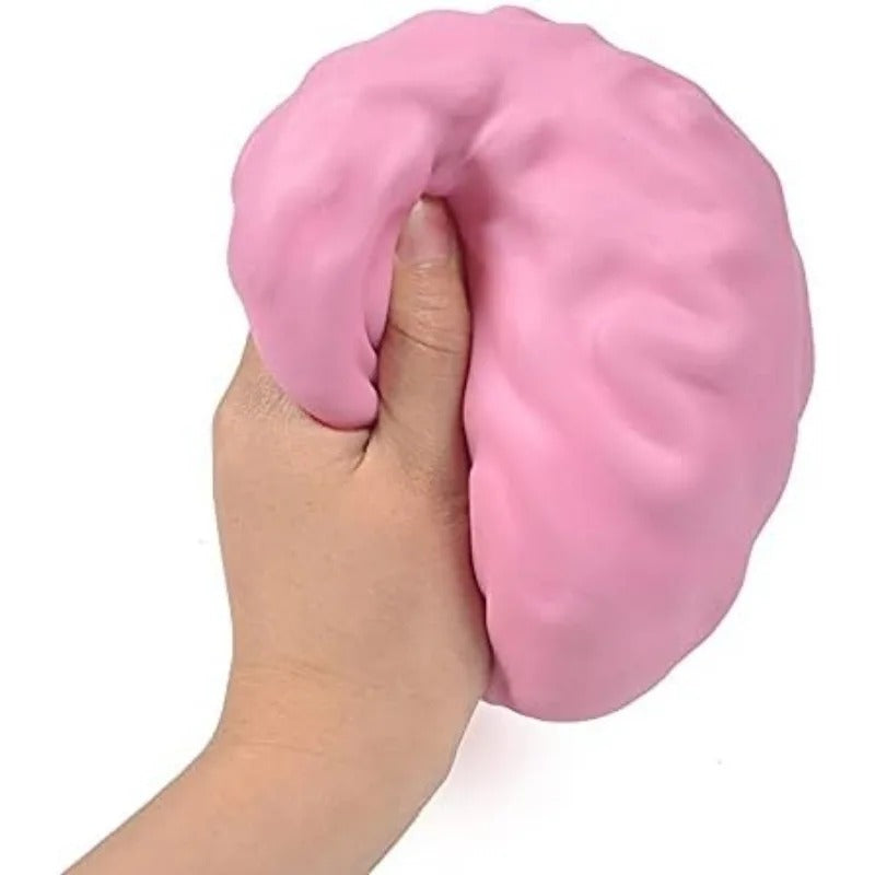 Pink Brain Squishy Stress Toy - Soft Fidget Ball for Anxiety Relief & Desk Gift