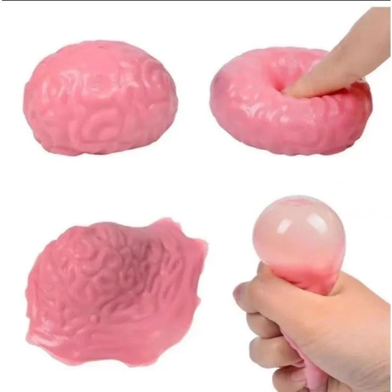 Pink Brain Squishy Stress Toy - Soft Fidget Ball for Anxiety Relief & Desk Gift