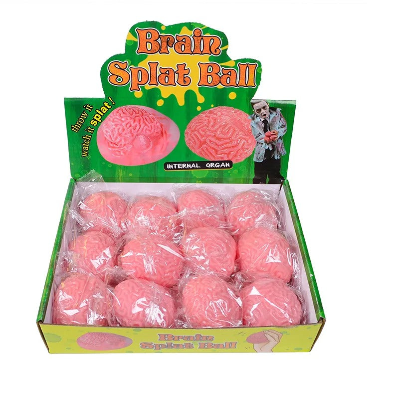 Pink Brain Squishy Stress Toy - Soft Fidget Ball for Anxiety Relief & Desk Gift