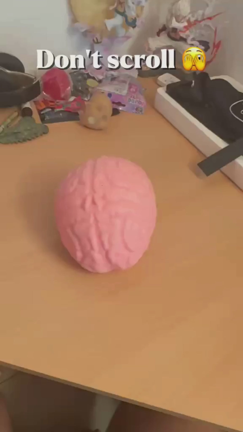 Pink Brain Squishy Stress Toy - Soft Fidget Ball for Anxiety Relief & Desk Gift