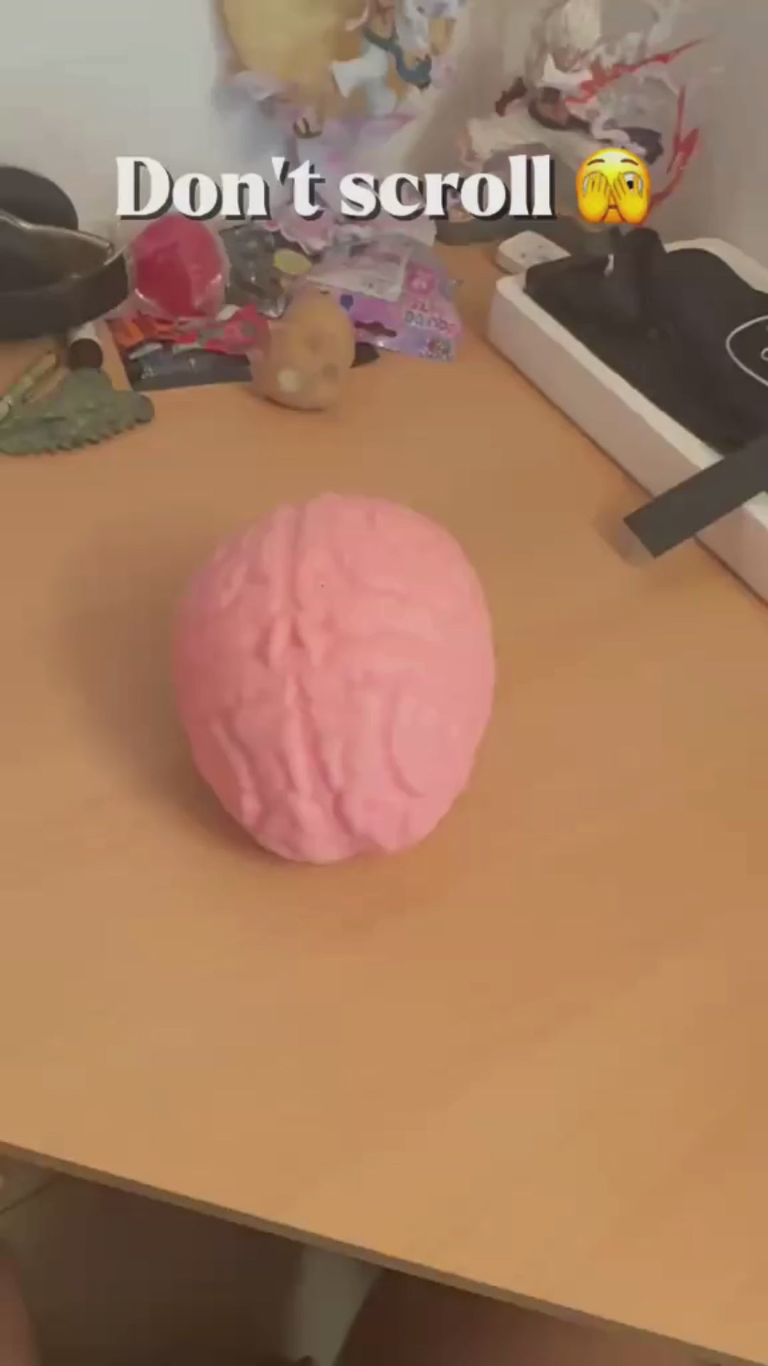 Pink Brain Squishy Stress Toy - Soft Fidget Ball for Anxiety Relief & Desk Gift